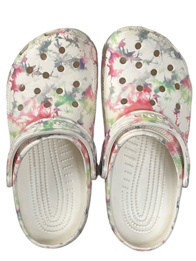 Crocs Classic Bleach Dye Clogs White Multi Unisex Women’s 9 Men’s 7